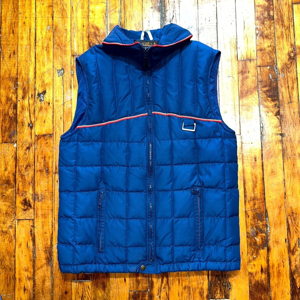 Eddie Bauer Puffer Vest Men's Blue Solid Sleeveless Pockets Full Zipper Outdoor